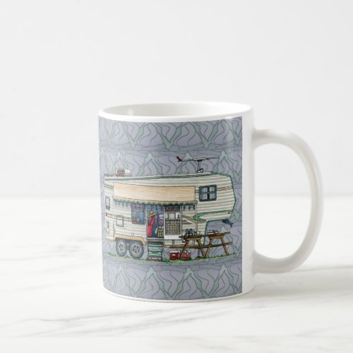 Cute RV Vintage Fifth Wheel Camper Travel Trailer Coffee Mug