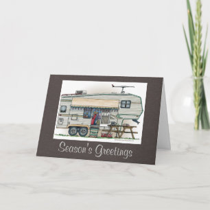 Cute RV Vintage Fifth Wheel Camper Travel Trailer Holiday Card