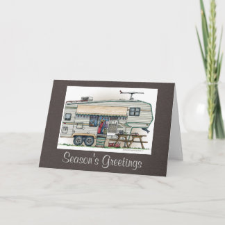 Cute RV Vintage Fifth Wheel Camper Travel Trailer Holiday Card