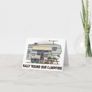 Cute Rv Vintage Fifth Wheel Camper Travel Trailer Invitation by art1st at Zazzle