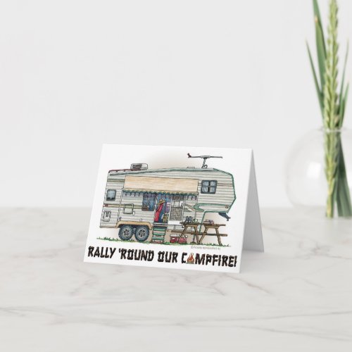 Cute RV Vintage Fifth Wheel Camper Travel Trailer Invitation