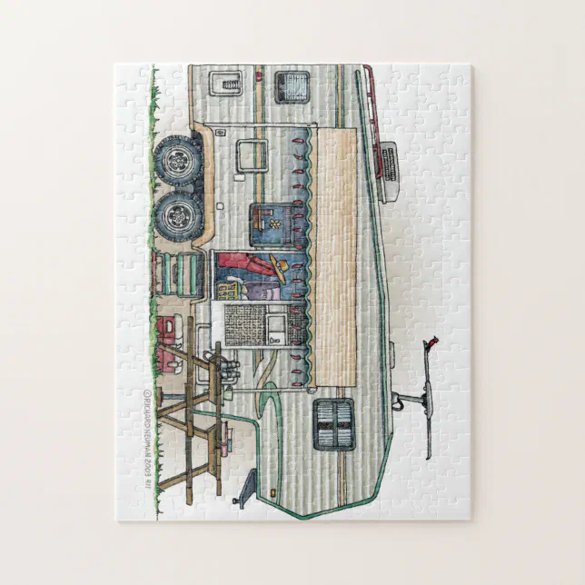 Shape Puzzle Rv Cute RV Vintage Fifth Wheel Camper Travel Trailer Jigsaw Puzzle | Zazzle