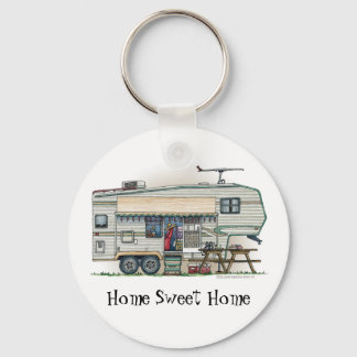 Cute RV Vintage Fifth Wheel Camper Travel Trailer Keychain