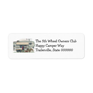 Cute RV Vintage Fifth Wheel Camper Travel Trailer Label