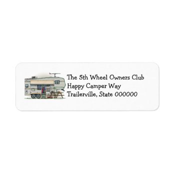Cute Rv Vintage Fifth Wheel Camper Travel Trailer Label by art1st at Zazzle