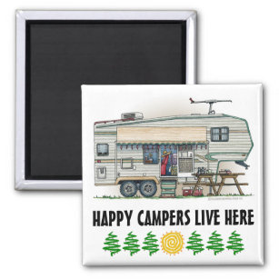 Cute RV Vintage Fifth Wheel Camper Travel Trailer Magnet