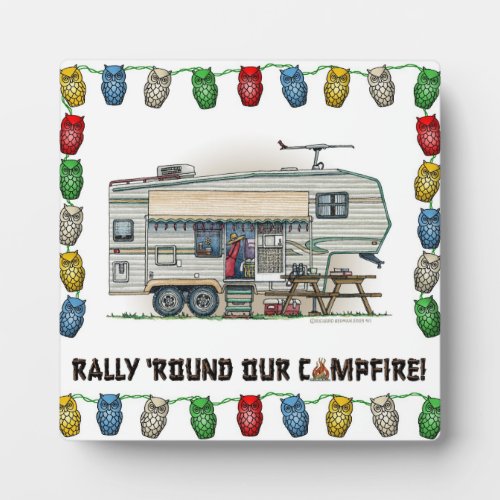 Cute RV Vintage Fifth Wheel Camper Travel Trailer Plaque