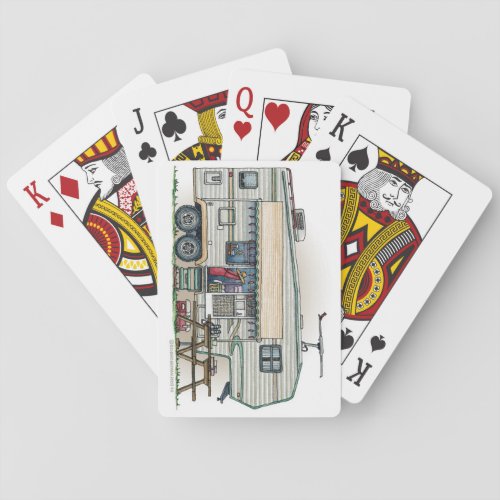 Cute RV Vintage Fifth Wheel Camper Travel Trailer Playing Cards