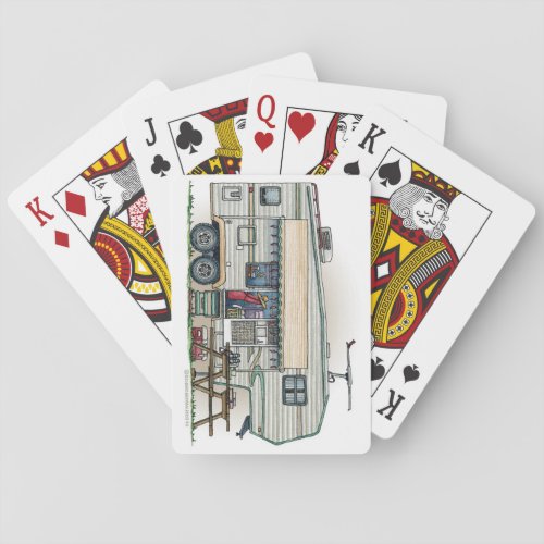 Cute RV Vintage Fifth Wheel Camper Travel Trailer Poker Cards