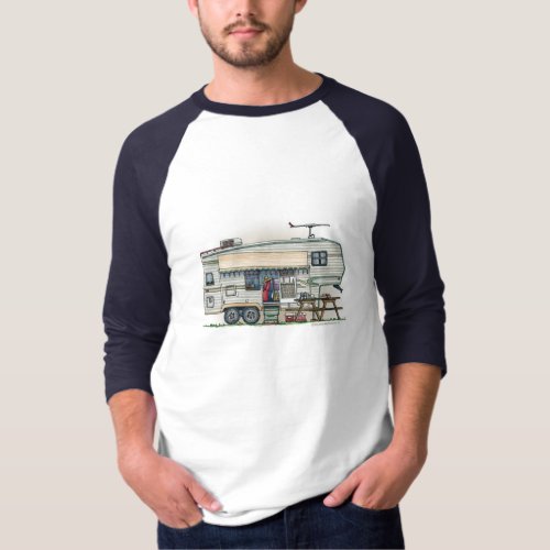 Cute RV Vintage Fifth Wheel Camper Travel Trailer T_Shirt