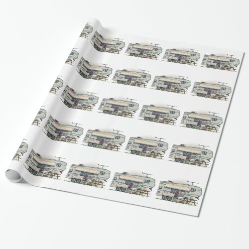 Cute RV Vintage Fifth Wheel Camper Travel Trailer Wrapping Paper