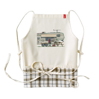 Cute RV Vintage Fifth Wheel Camper Travel Trailer Zazzle HEART Apron