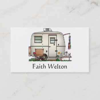 Cute Rv Vintage Glass Egg Camper Travel Trailer Business Card by art1st at Zazzle