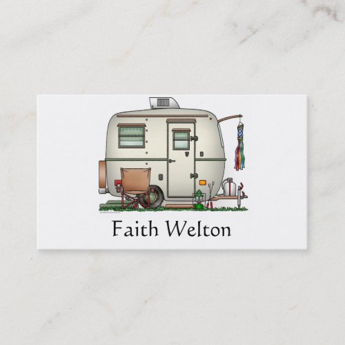 Cute RV Vintage Glass Egg Camper Travel Trailer Business Card