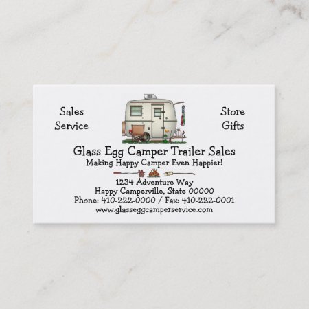 Cute Rv Vintage Glass Egg Camper Travel Trailer Business Card