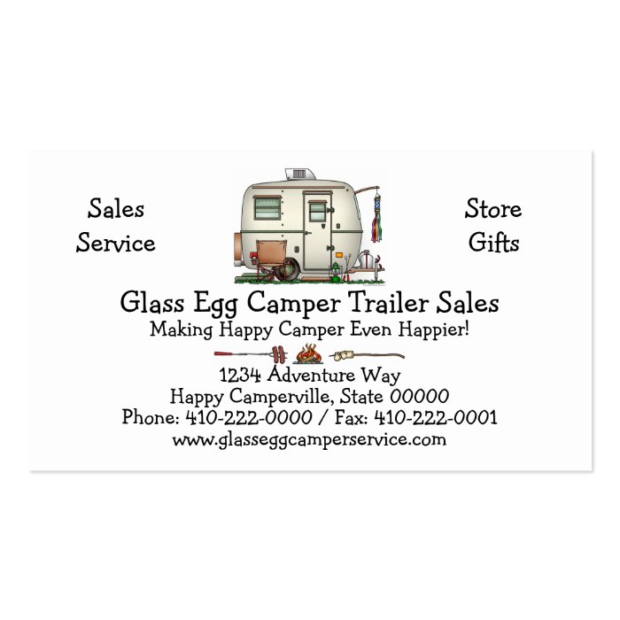Vintage Glass Egg Camper Travel Trailer Business Cards
