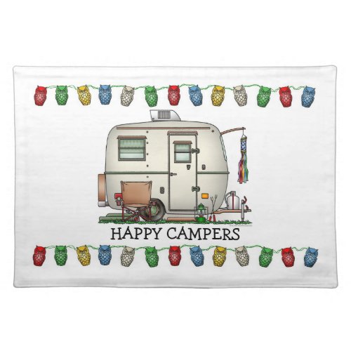 Cute RV Vintage Glass Egg Camper Travel Trailer Cloth Placemat