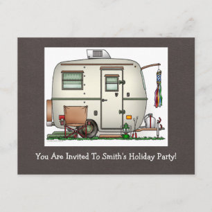 Cute RV Vintage Glass Egg Camper Travel Trailer Invitation