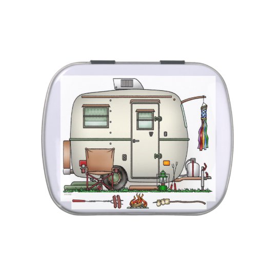 Cute Rv Vintage Glass Egg Camper Travel Trailer Jelly Belly Candy Tin Zazzle Com