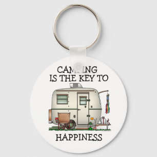 Cute RV Vintage Glass Egg Camper Travel Trailer Keychain