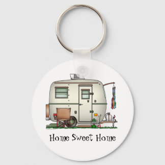 Cute RV Vintage Glass Egg Camper Travel Trailer Keychain
