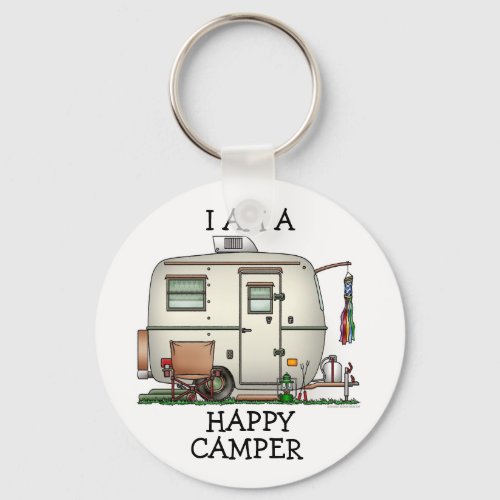 Cute RV Vintage Glass Egg Camper Travel Trailer Keychain