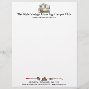 Cute RV Vintage Glass Egg Camper Travel Trailer Letterhead