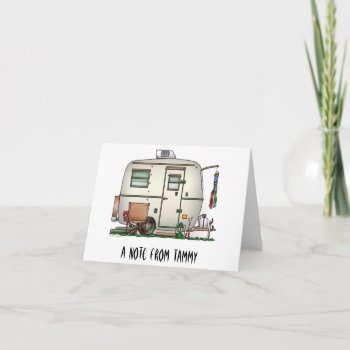 Cute Rv Vintage Glass Egg Camper Travel Trailer Note Card by art1st at Zazzle