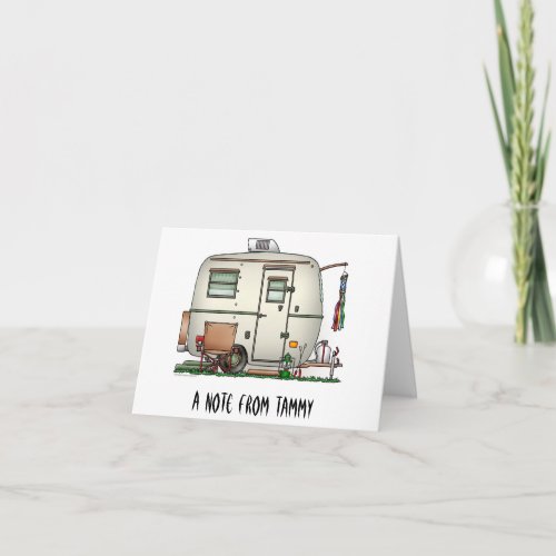 Cute RV Vintage Glass Egg Camper Travel Trailer Note Card