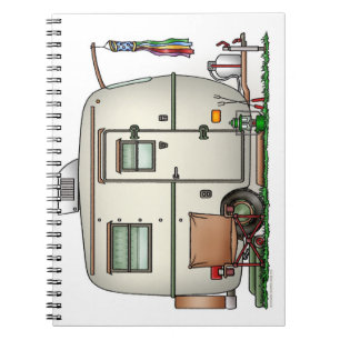 Cute RV Vintage Glass Egg Camper Travel Trailer Notebook