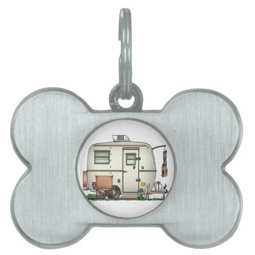 Cute RV Vintage Glass Egg Camper Travel Trailer Pet ID Tag