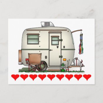 Cute Rv Vintage Glass Egg Camper Travel Trailer Postcard by art1st at Zazzle