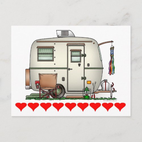 Cute RV Vintage Glass Egg Camper Travel Trailer Postcard