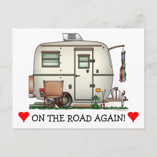 Cute RV Vintage Glass Egg Camper Travel Trailer Postcard