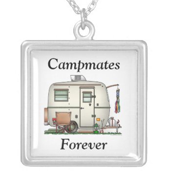 Cute Rv Vintage Glass Egg Camper Travel Trailer Silver Plated Necklace by art1st at Zazzle