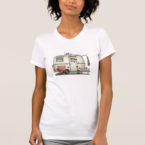 Cute RV Vintage Glass Egg Camper Travel Trailer T_Shirt