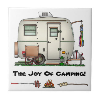 Cute RV Vintage Glass Egg Camper Travel Trailer Tile