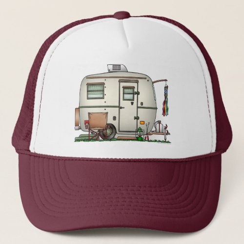 Cute RV Vintage Glass Egg Camper Travel Trailer Trucker Hat