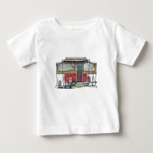 Cute RV Vintage Popup Camper Travel Trailer Baby T_Shirt