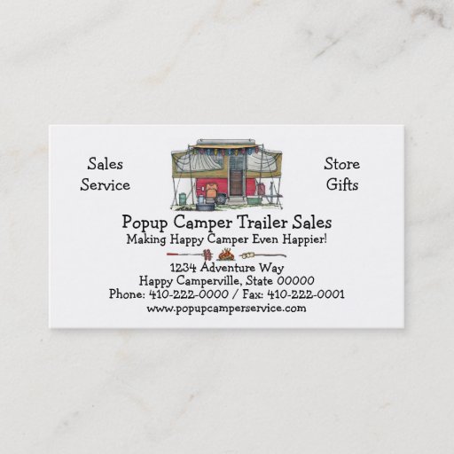 Customizable Cute RV Vintage Popup Camper Travel Trailer Business Card Templates