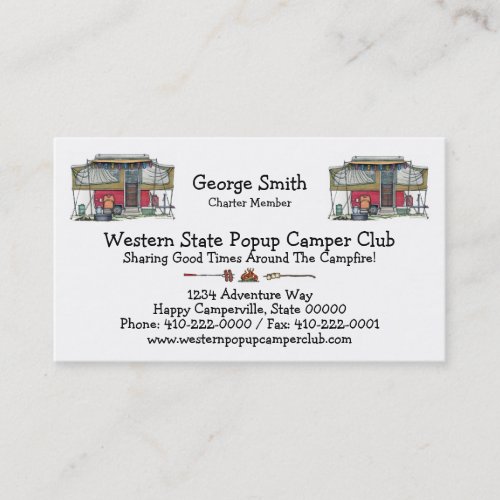 Cute RV Vintage Popup Camper Travel Trailer Business Card