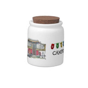 Cute Rv Vintage Popup Camper Travel Trailer Candy Jar by art1st at Zazzle