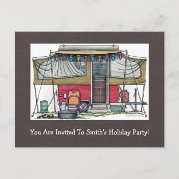 Cute Rv Vintage Popup Camper Travel Trailer Invitation by art1st at Zazzle