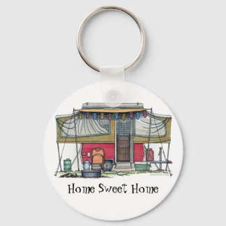 Cute RV Vintage Popup Camper Travel Trailer Keychain