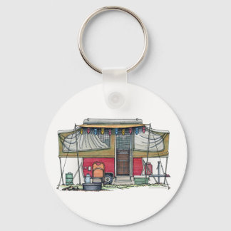 Cute RV Vintage Popup Camper Travel Trailer Keychain