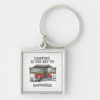Cute RV Vintage Popup Camper Travel Trailer Keychain