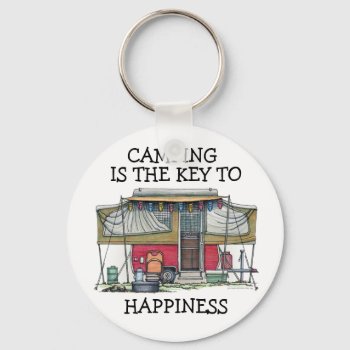 Cute Rv Vintage Popup Camper Travel Trailer Keychain by art1st at Zazzle