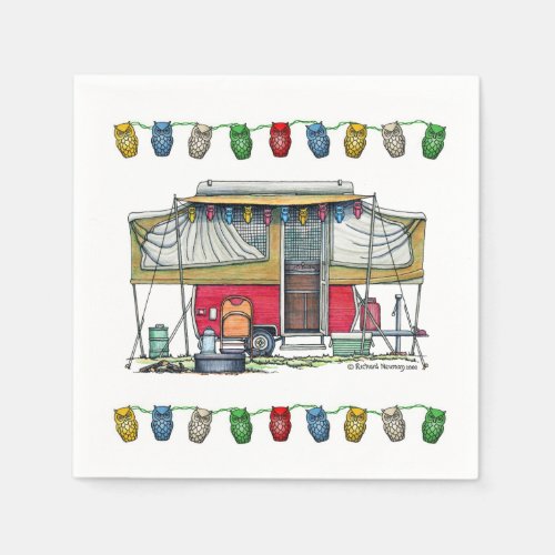 Cute RV Vintage Popup Camper Travel Trailer Napkins