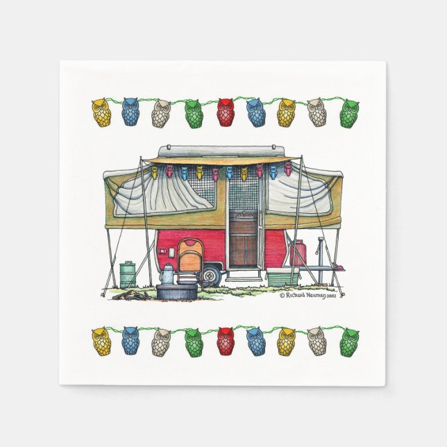 Cute RV Vintage Popup Camper Travel Trailer Napkins (Front)