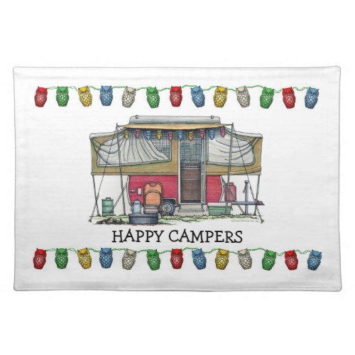 Cute RV Vintage Popup Camper Travel Trailer Placemat